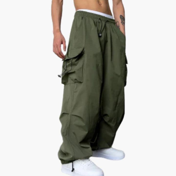Herren Cargo Hose mit weitem Bein mehreren Taschen und Knopfverschluss