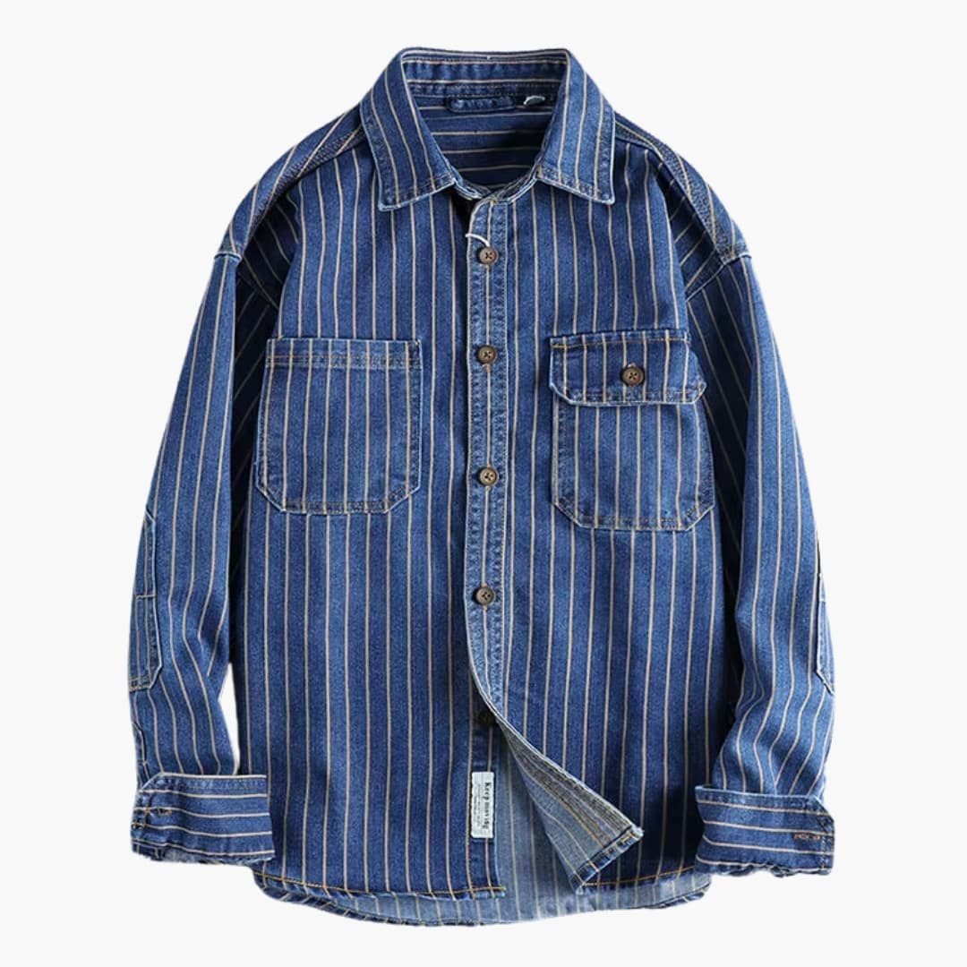 Herren Hemd mit Gestreifter Oberfläche