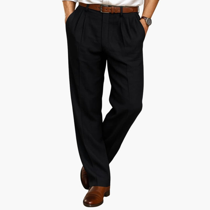 Herren High Waist Hose mit Faltenfront und weitem Bein