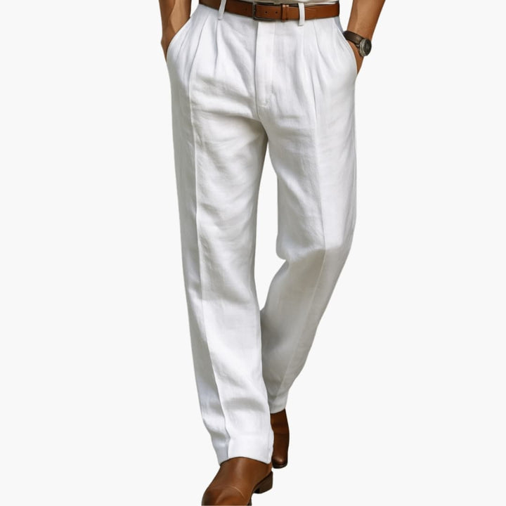 Herren High Waist Hose mit Faltenfront und weitem Bein