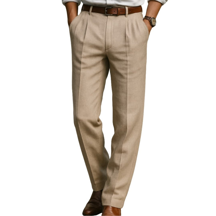 Herren High Waist Hose mit Faltenfront und weitem Bein