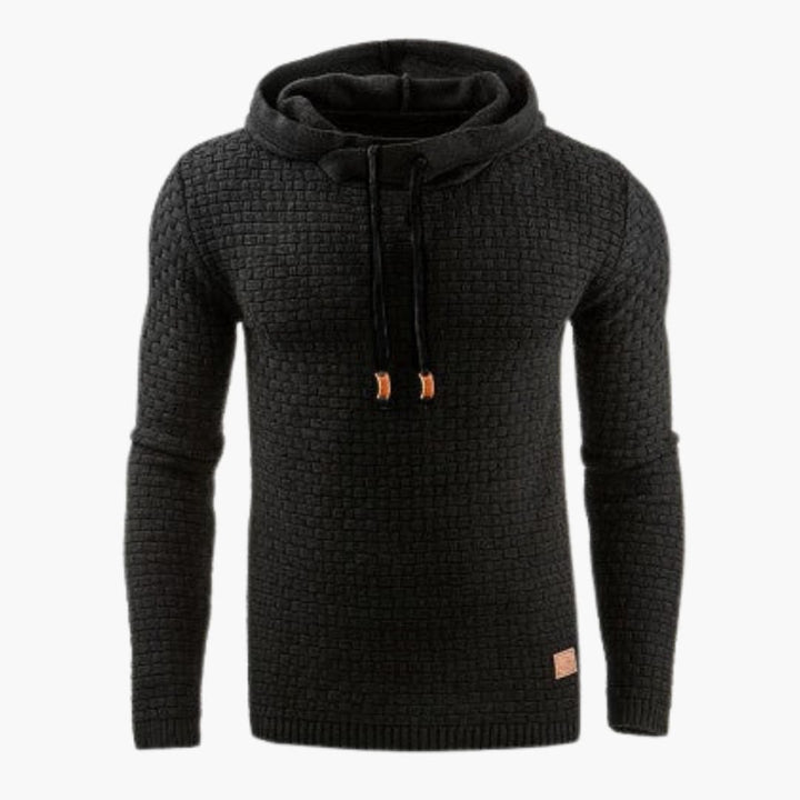 Herren Hoodie Pullover mit geripptem Saum