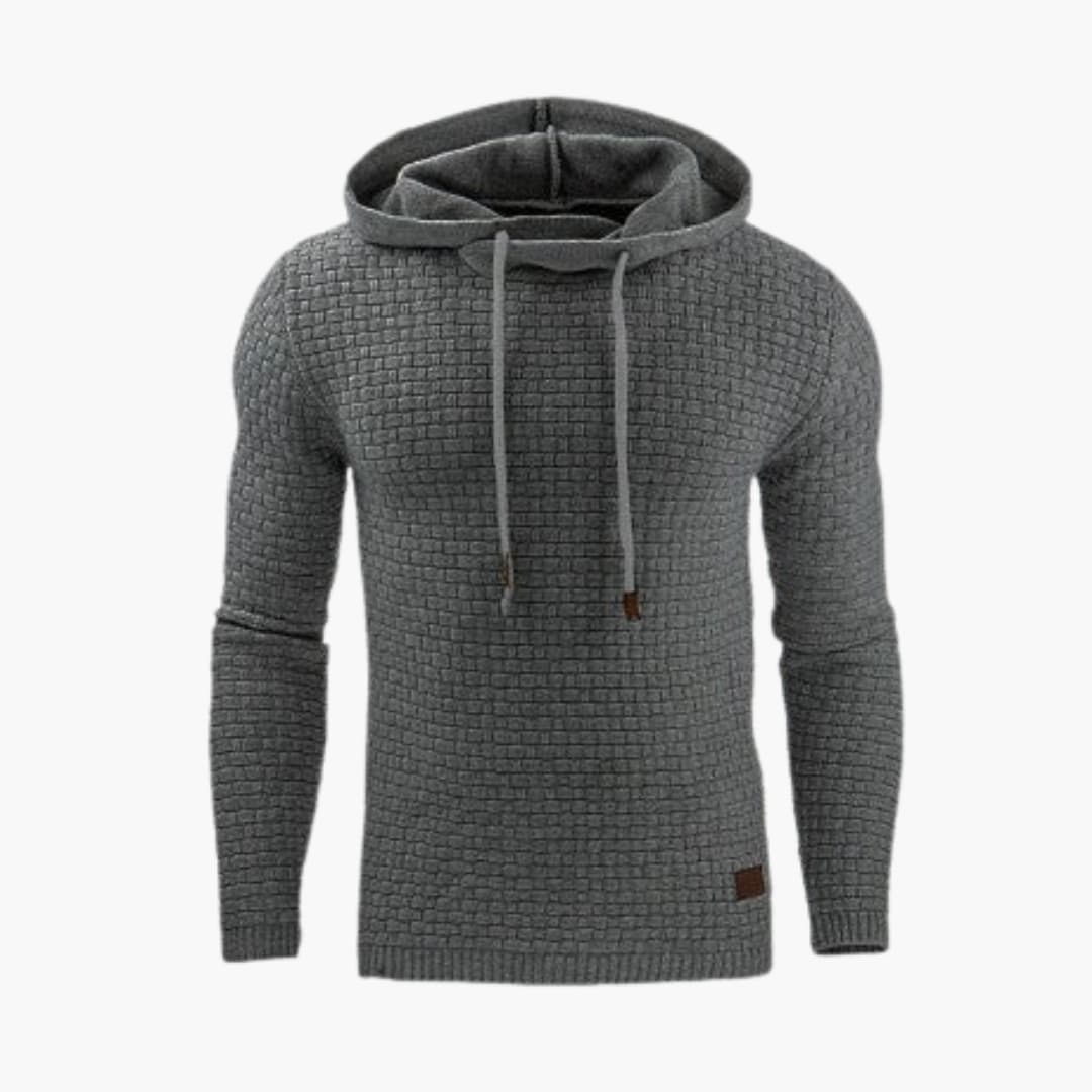Herren Hoodie Pullover mit geripptem Saum