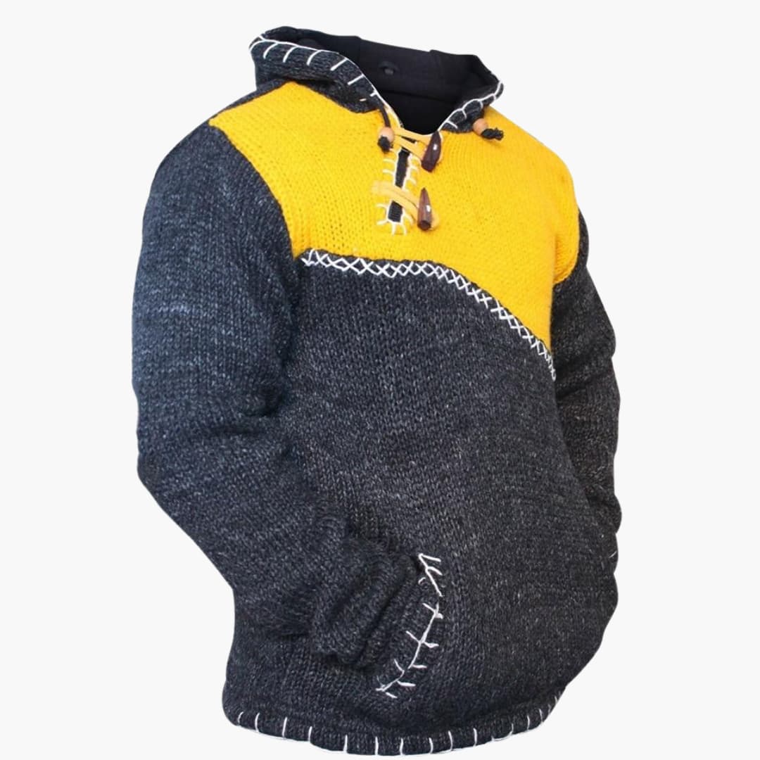 Herren Hoodie mit Kängurutasche und Strickoberfläche