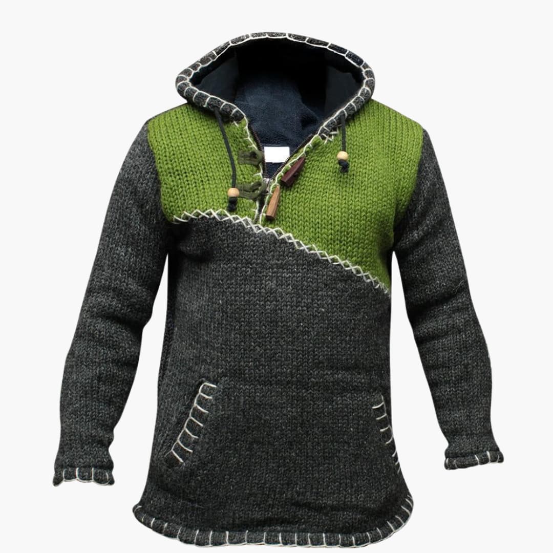 Herren Hoodie mit Kängurutasche und Strickoberfläche