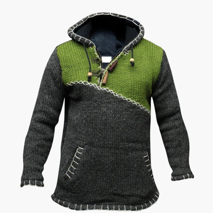 Herren Hoodie mit Kängurutasche und Strickoberfläche