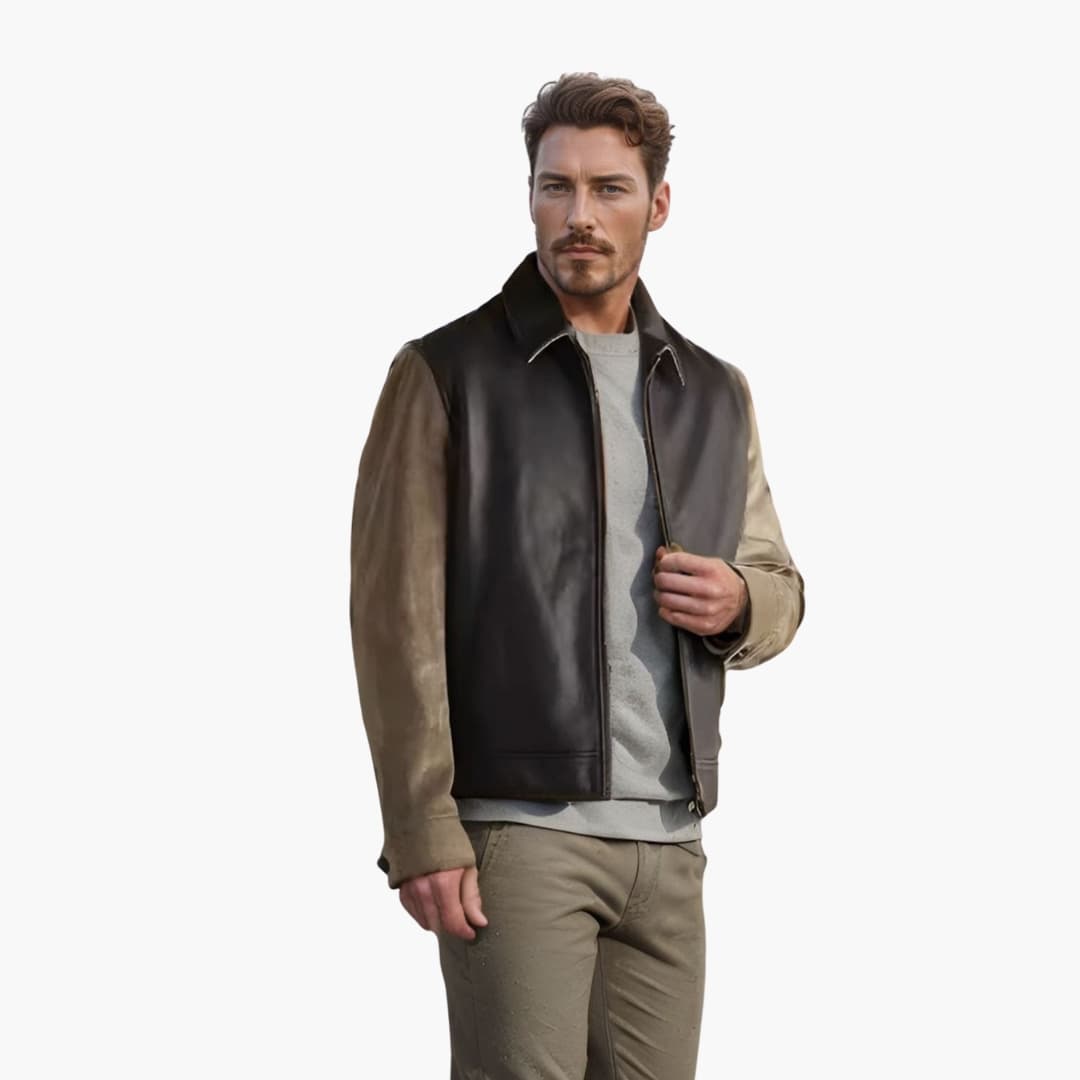 Herren Jacke mit Reißverschluss und Cordärmeln