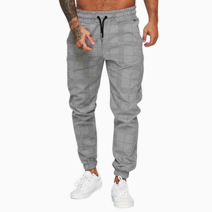 Herren Jogginghose mit Bund und karierter Oberfläche