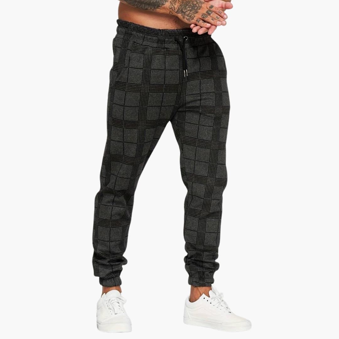 Herren Jogginghose mit Bund und karierter Oberfläche