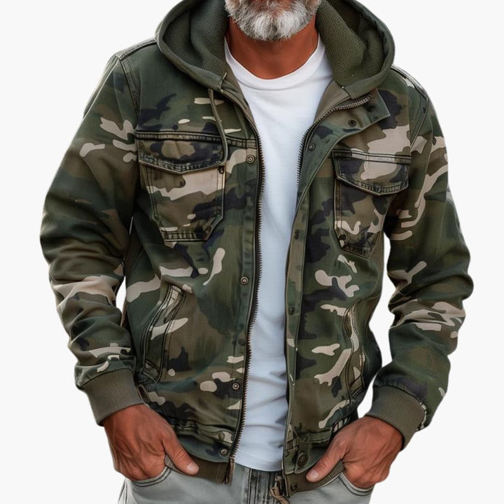 Herren Kapuzenjacke mit Camouflage Muster