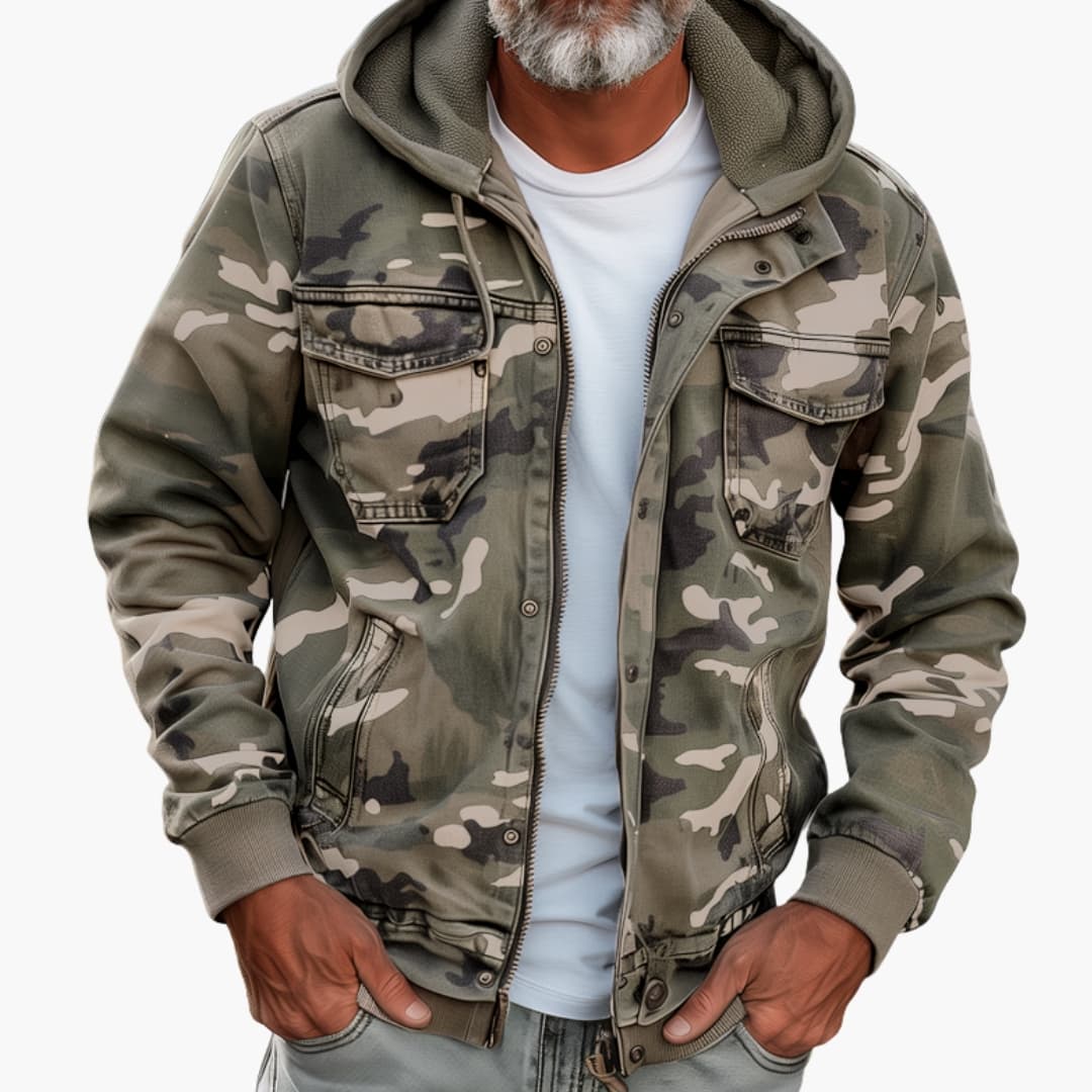 Herren Kapuzenjacke mit Camouflage Muster