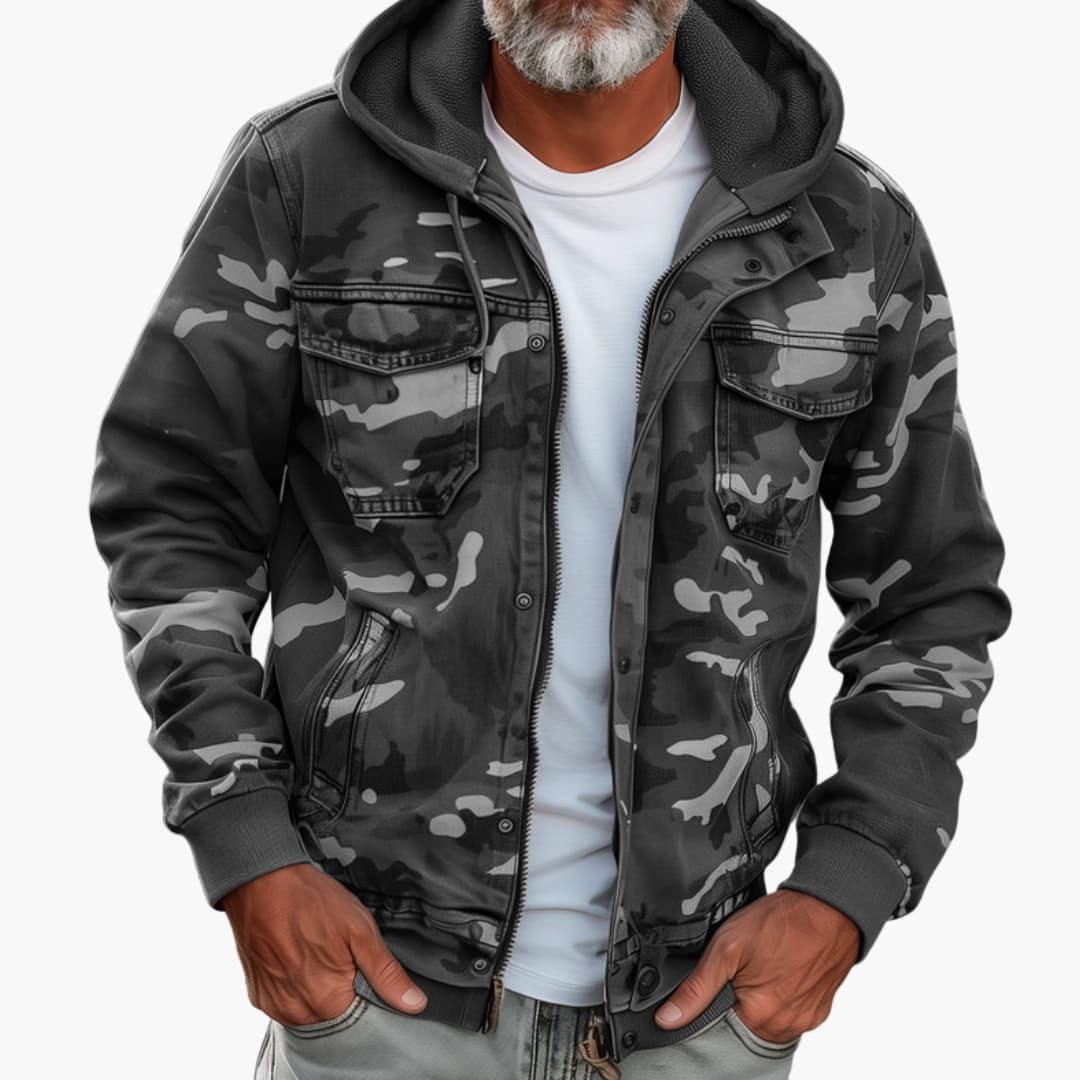 Herren Kapuzenjacke mit Camouflage Muster