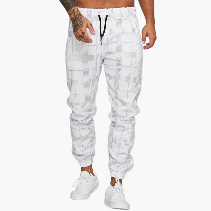 Herren Karierte Hose mit elastischem Bund und geradem Bein