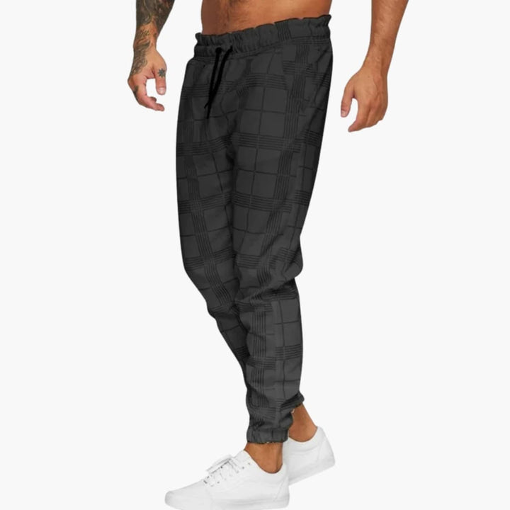 Herren Karierte Hose mit elastischem Bund und geradem Bein