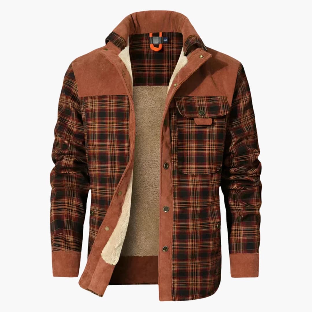 Herren Karo Jacke mit Knopfleiste und Taschen