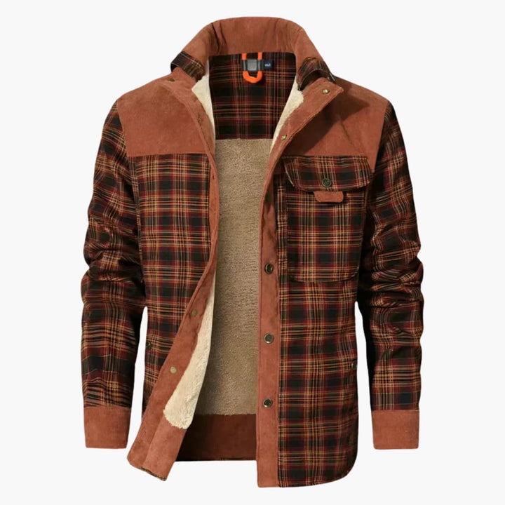 Herren Karo Jacke mit Knopfleiste und Taschen