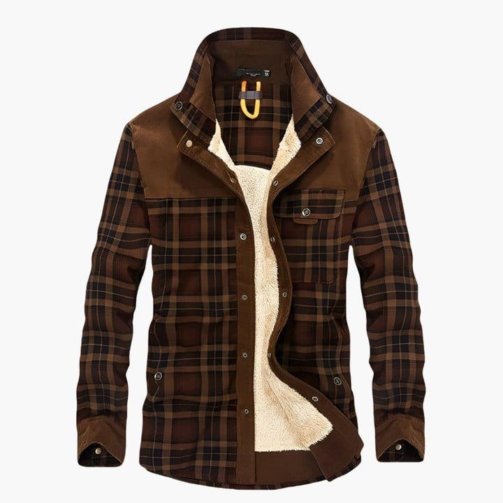 Herren Karo Jacke mit Knopfleiste und Taschen
