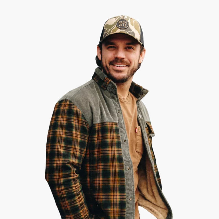 Herren Karo Jacke mit Knopfleiste und Taschen