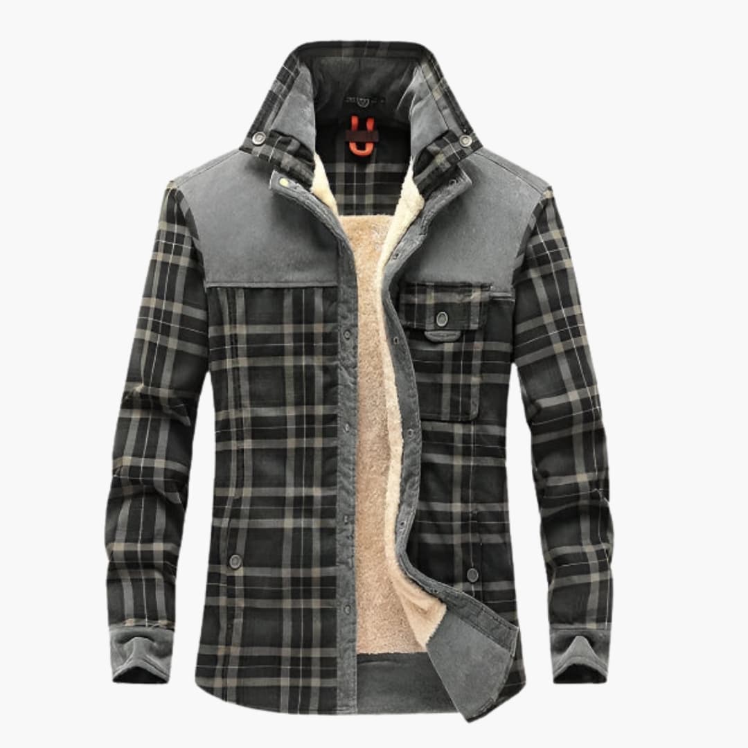 Herren Karo Jacke mit Knopfleiste und Taschen
