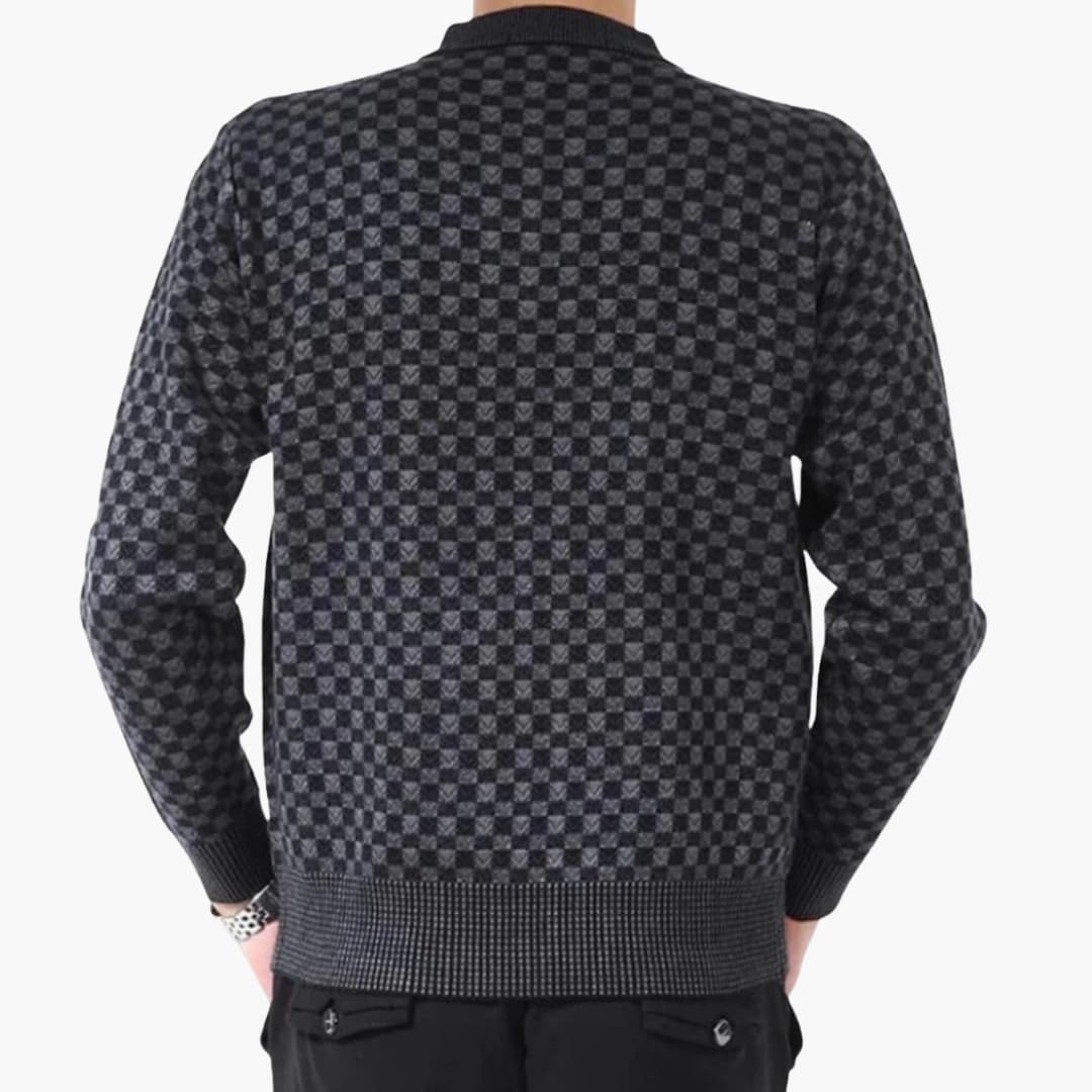 Herren Langarmpullover mit Rundhals und Karomuster
