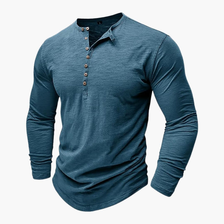 Herren Langarmshirt mit Knopfleiste