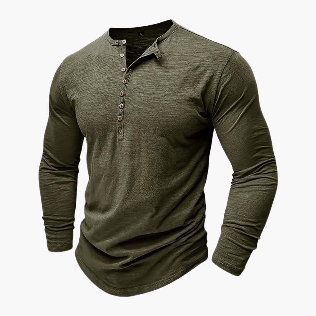 Herren Langarmshirt mit Knopfleiste