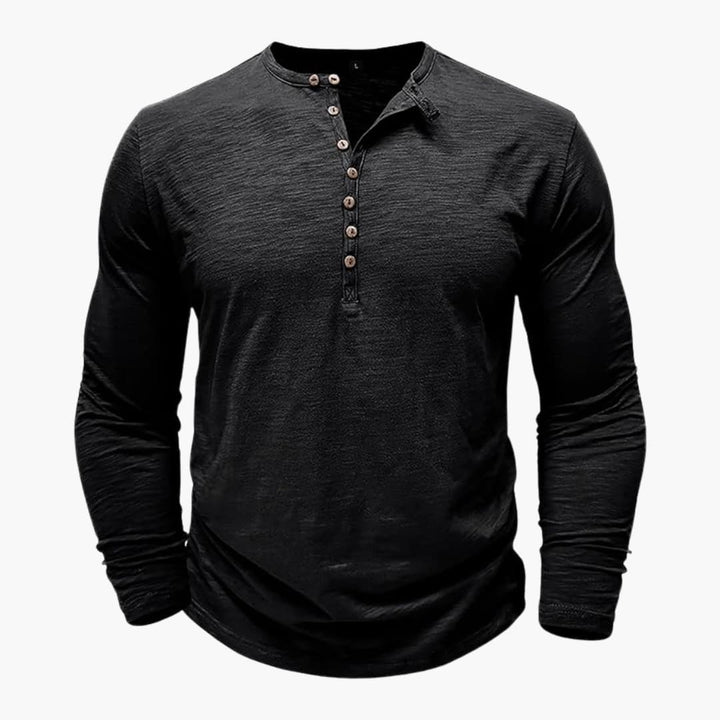 Herren Langarmshirt mit Knopfleiste
