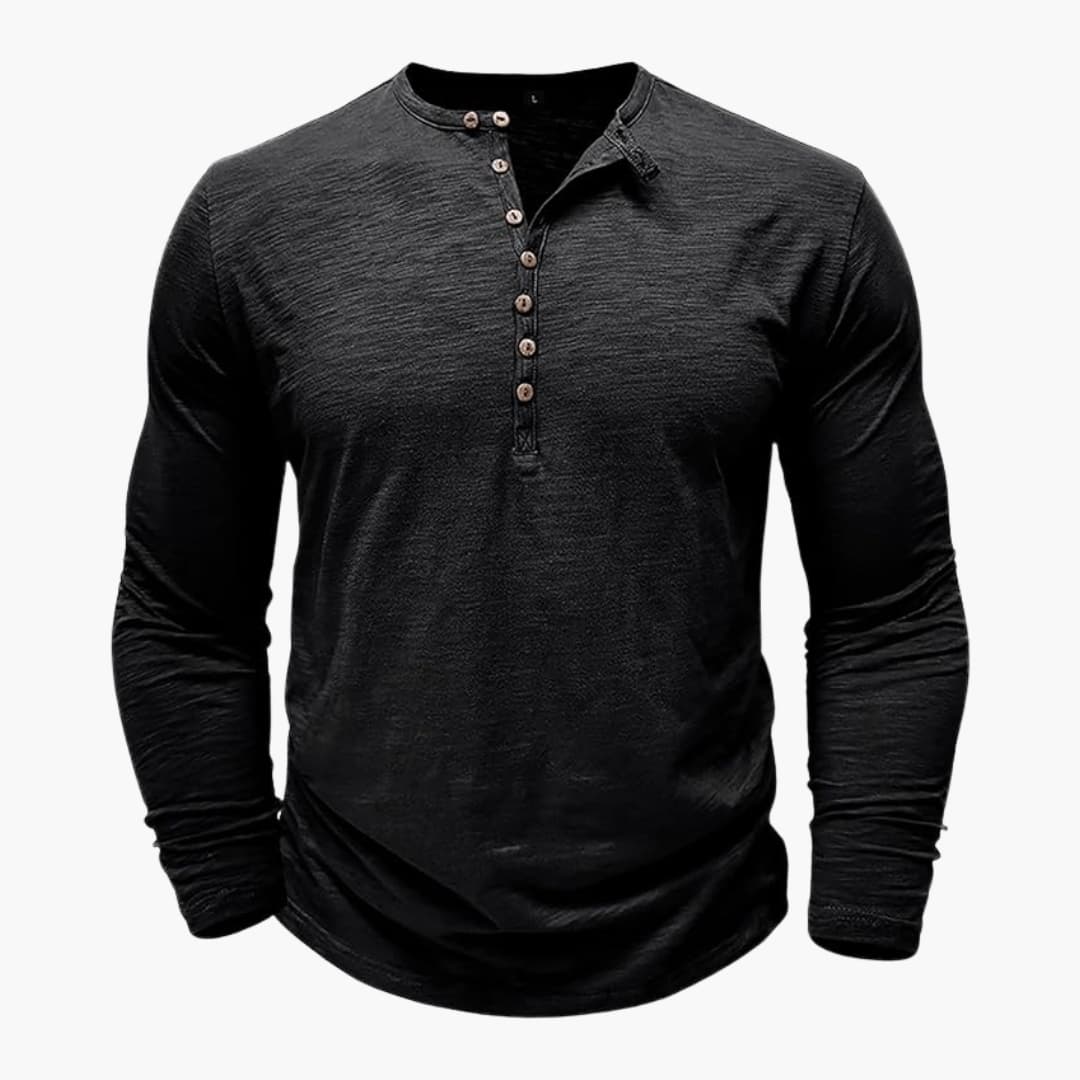 Herren Langarmshirt mit Knopfleiste