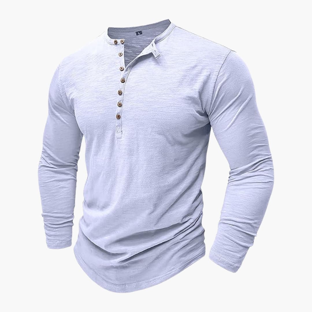 Herren Langarmshirt mit Knopfleiste