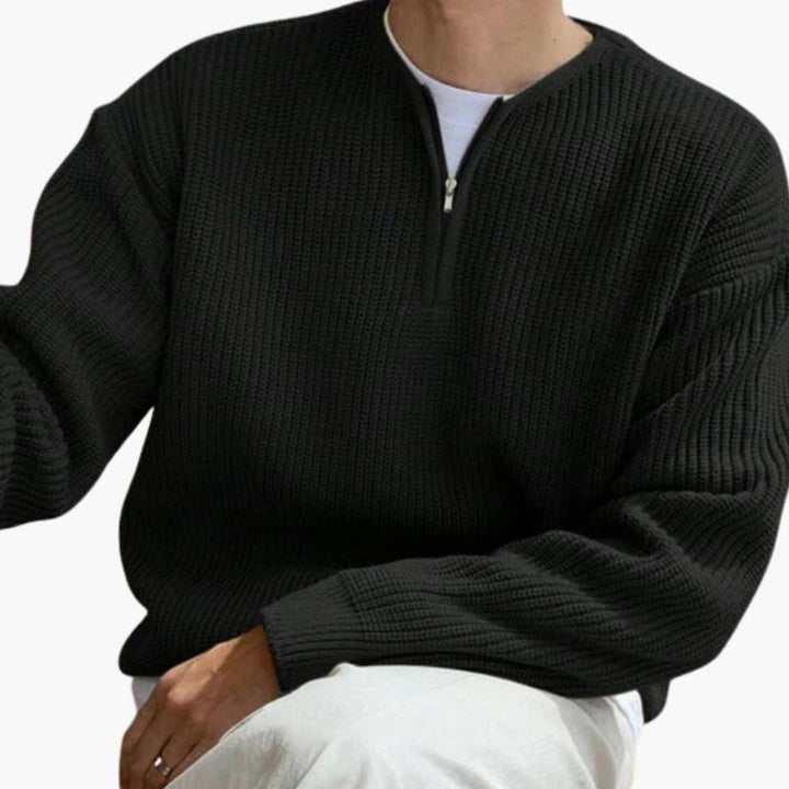 Herren Oversize Halbzip Pullover mit Moderner Strick