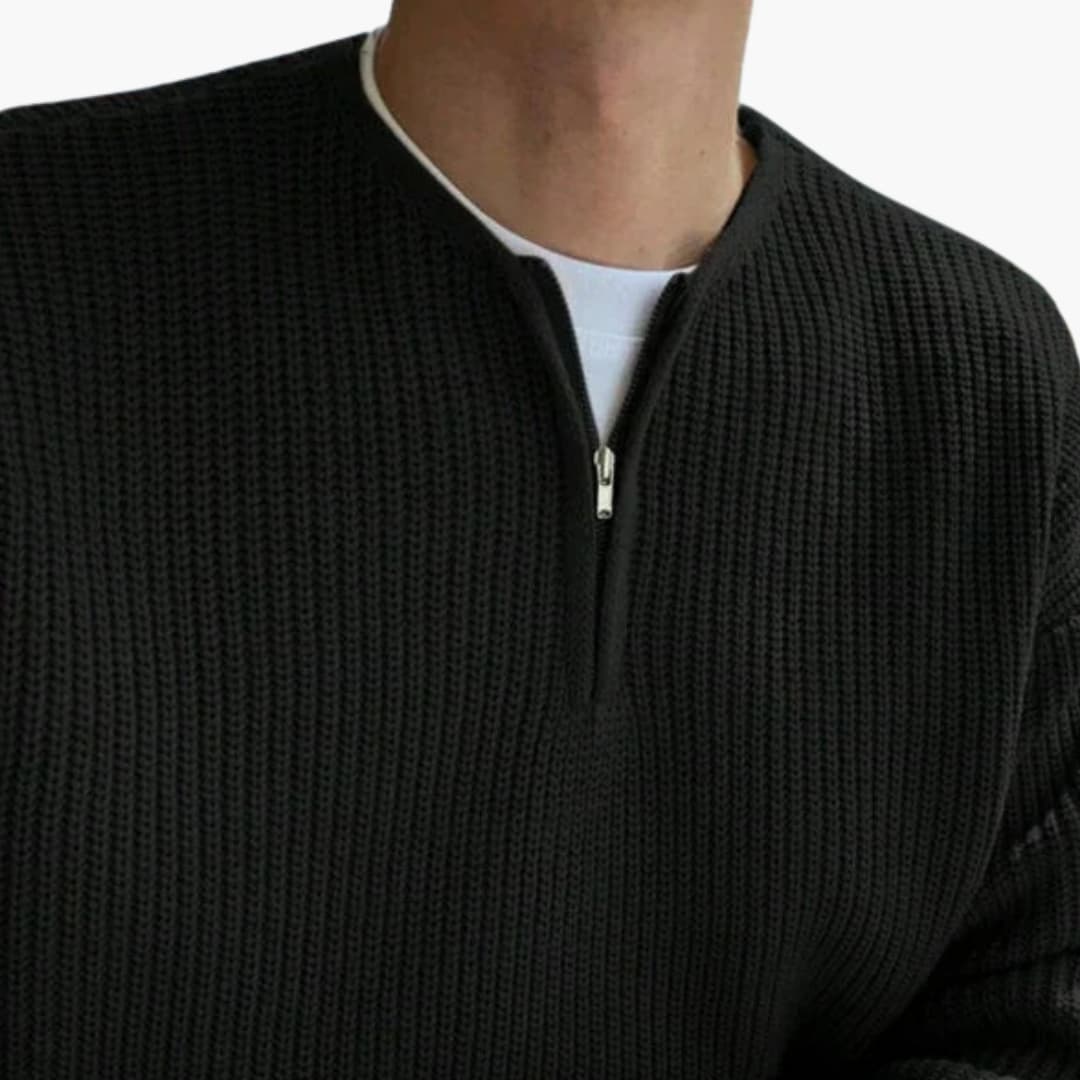 Herren Oversize Halbzip Pullover mit Moderner Strick