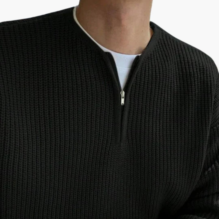 Herren Oversize Halbzip Pullover mit Moderner Strick