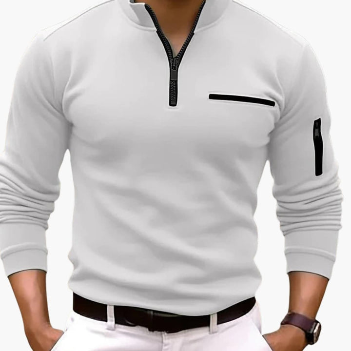 Herren Pullover mit Halbzip und Ärmeltasche