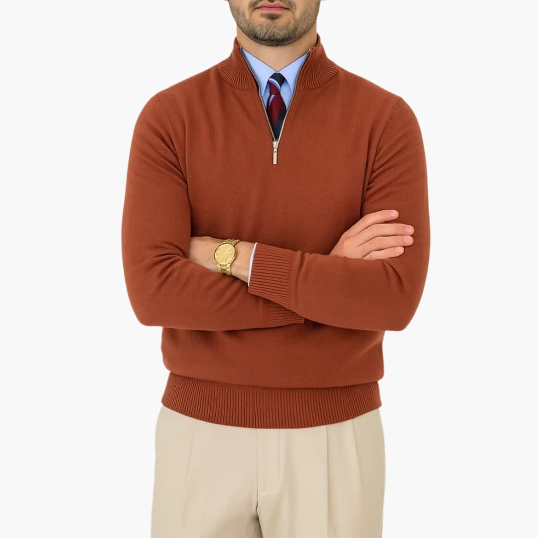 Herren Pullover mit Halbzip und Stehkragen