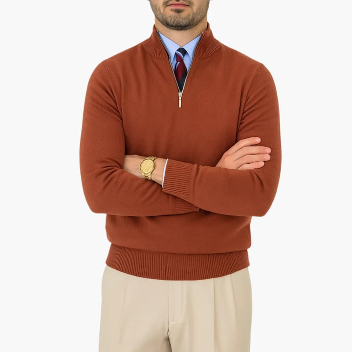 Herren Pullover mit Halbzip und Stehkragen