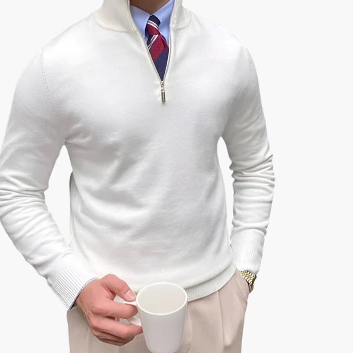 Herren Pullover mit Halbzip und Stehkragen