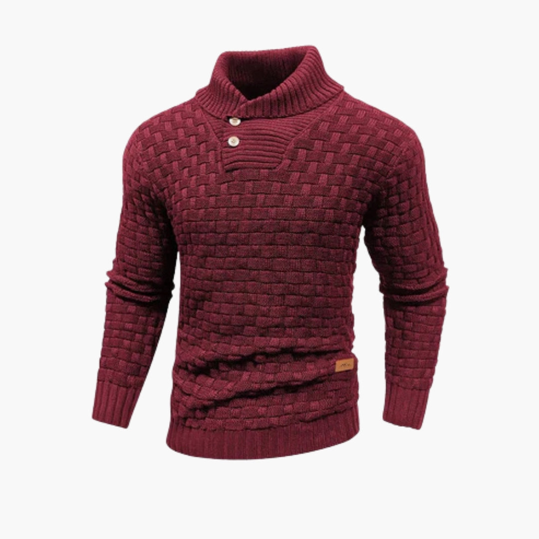 Herren Pullover mit Knopfleiste und Strickmuster