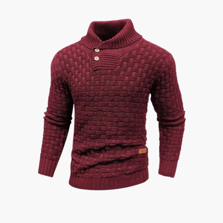 Herren Pullover mit Knopfleiste und Strickmuster
