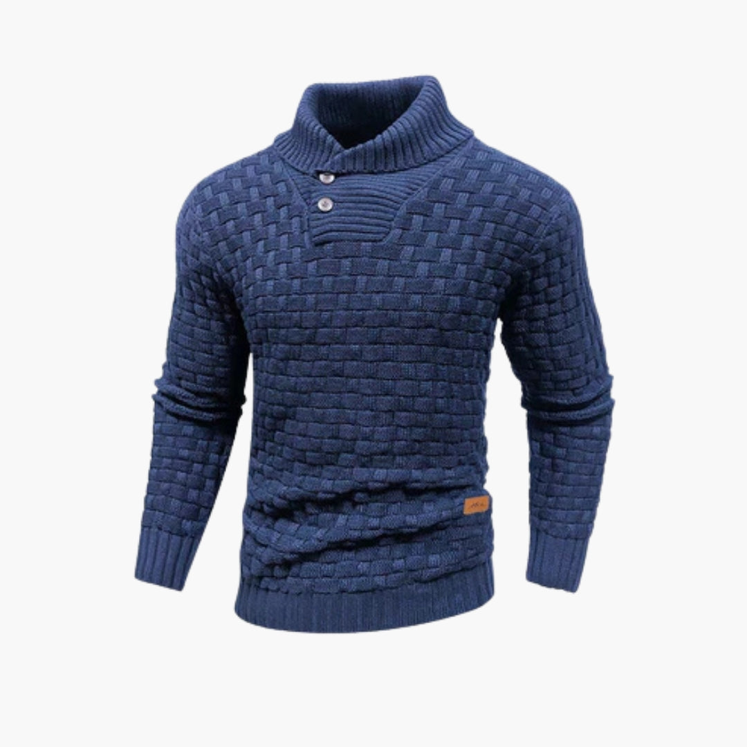 Herren Pullover mit Knopfleiste und Strickmuster