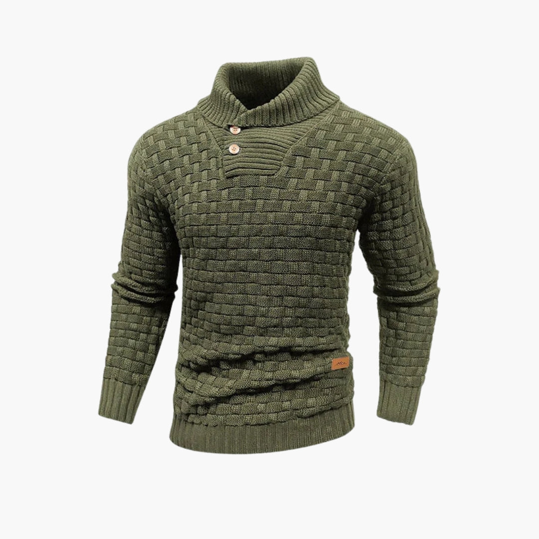 Herren Pullover mit Knopfleiste und Strickmuster