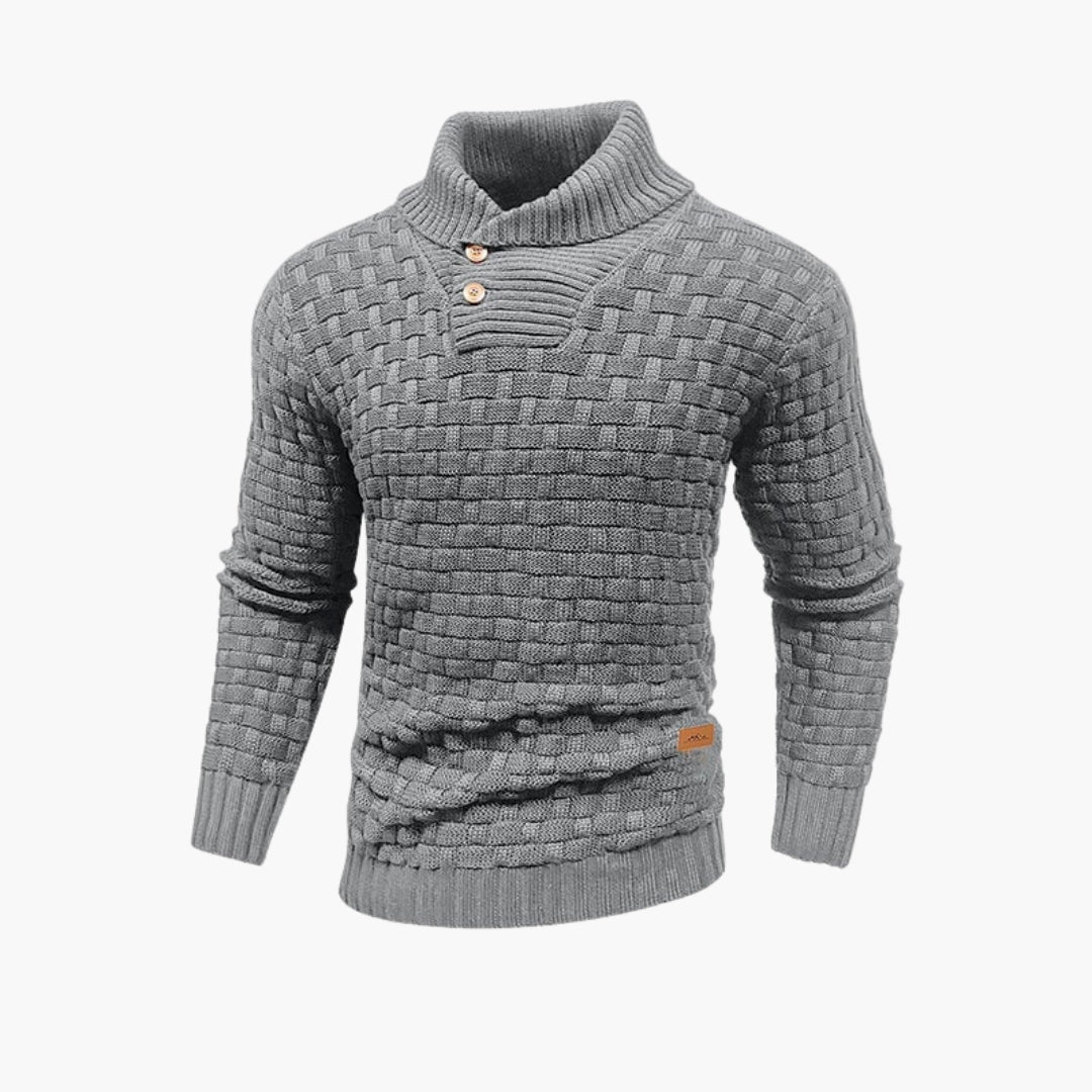 Herren Pullover mit Knopfleiste und Strickmuster
