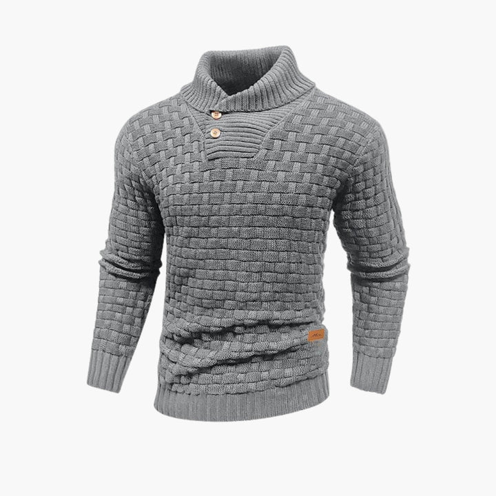 Herren Pullover mit Knopfleiste und Strickmuster