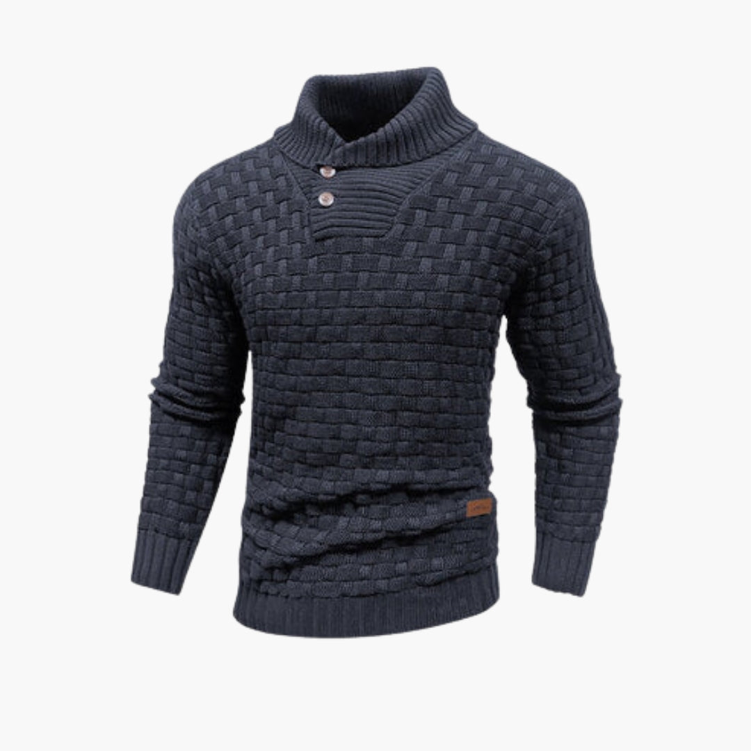 Herren Pullover mit Knopfleiste und Strickmuster