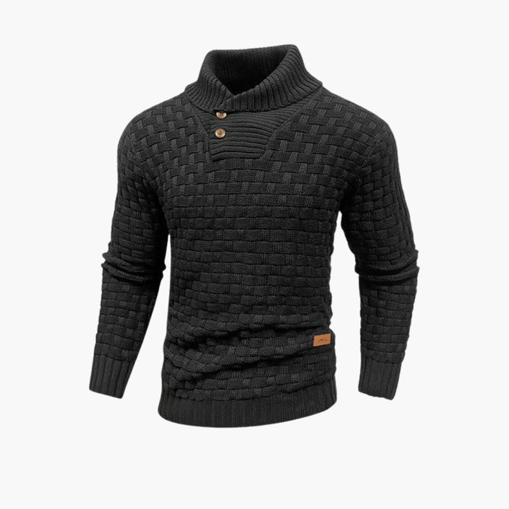 Herren Pullover mit Knopfleiste und Strickmuster