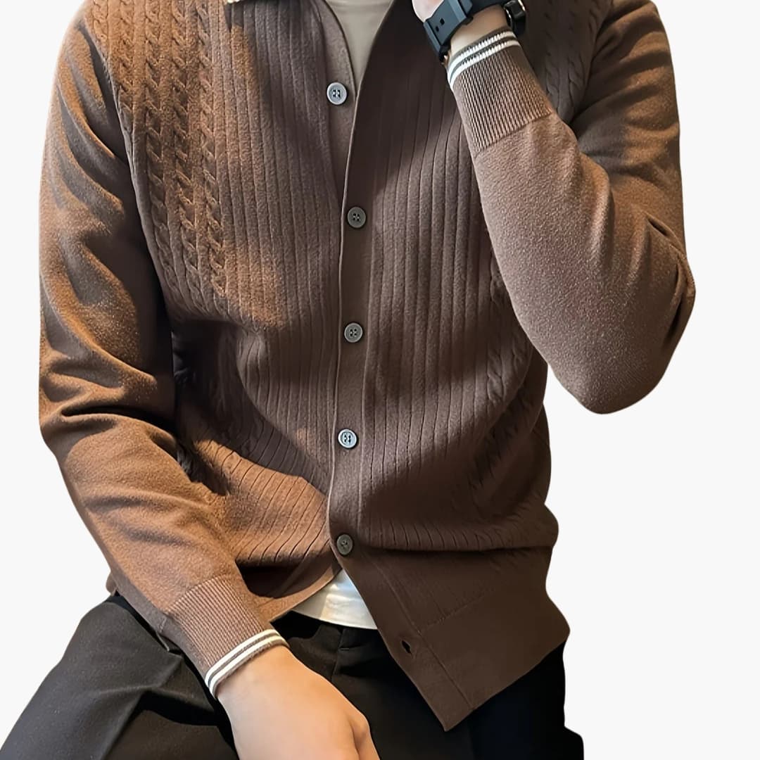 Herren Pullover mit Reverskragen und Knopfverschluss