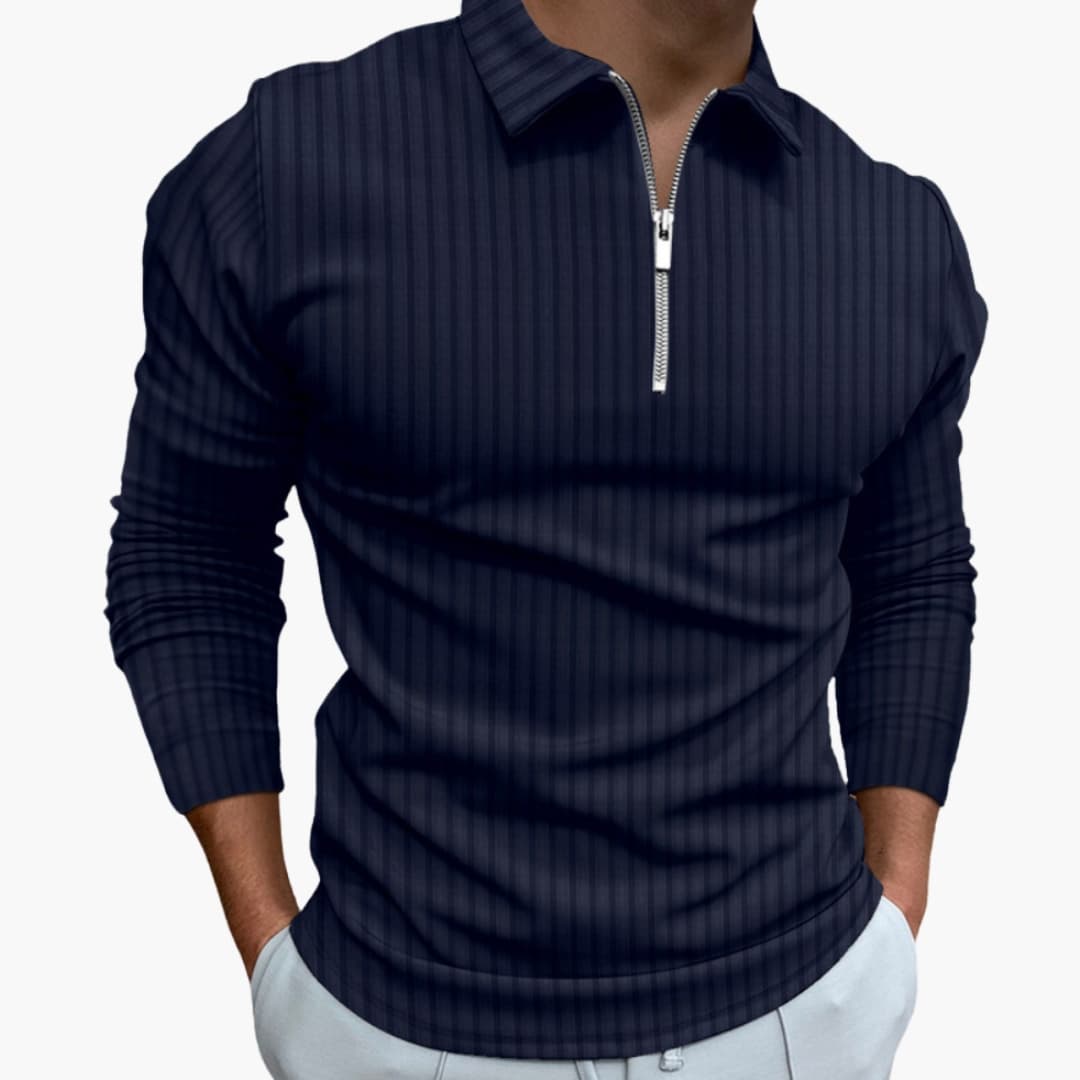 Herren Rippstrick Pullover mit Kragen