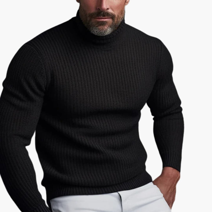 Herren Rollkragenpullover mit Rippstrick Design