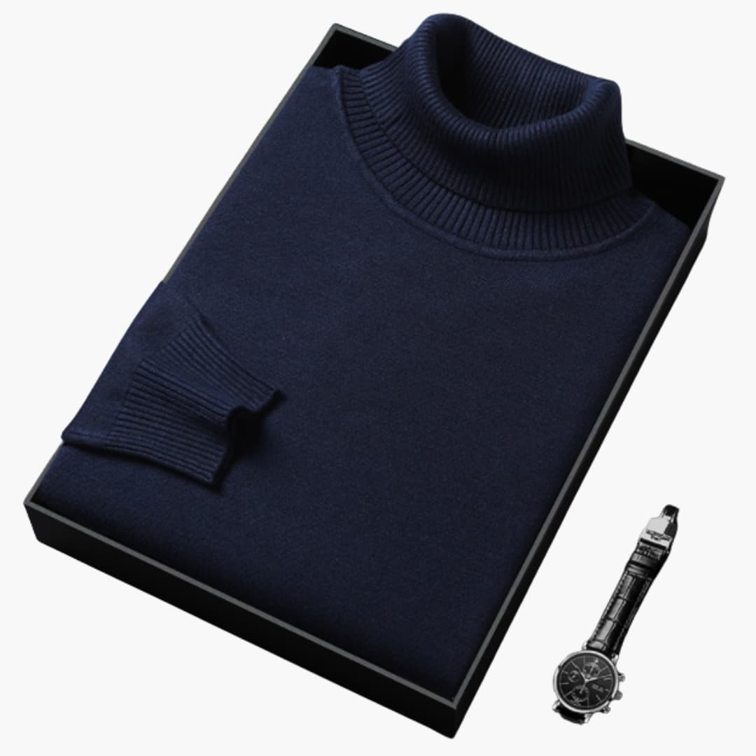 Herren Rollkragenpullover mit langen Ärmeln und Rippbund