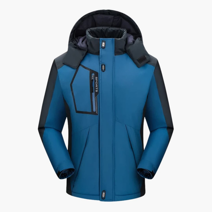 Herren Skijacke mit Kapuze und Reißverschluss