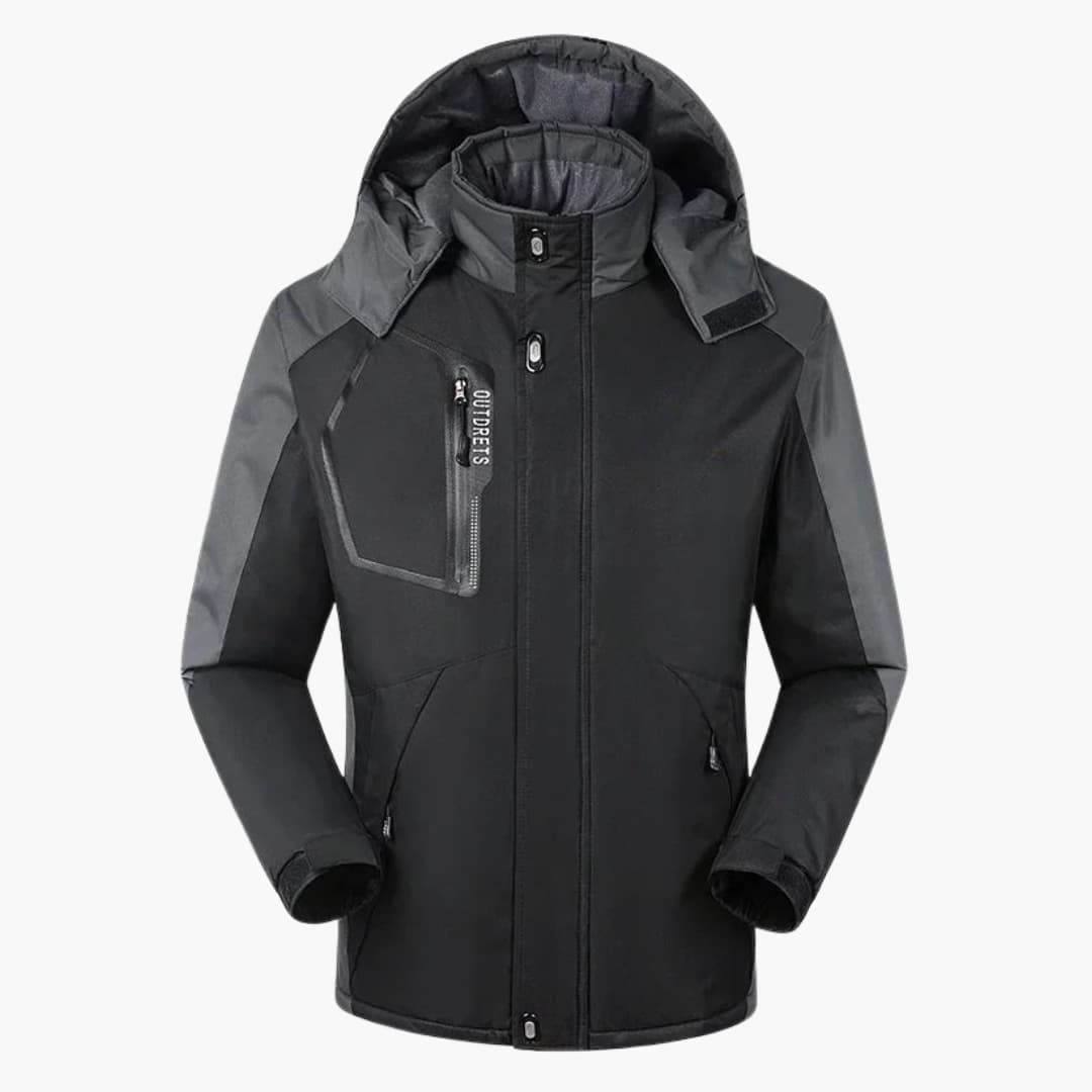 Herren Skijacke mit Kapuze und Reißverschluss